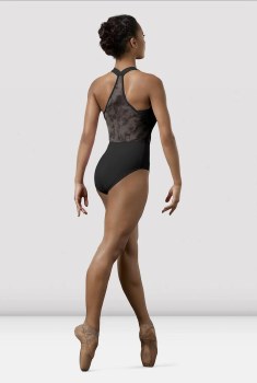 Mirella Watercolor Wide Strap Leotard M2181LM LG BLK